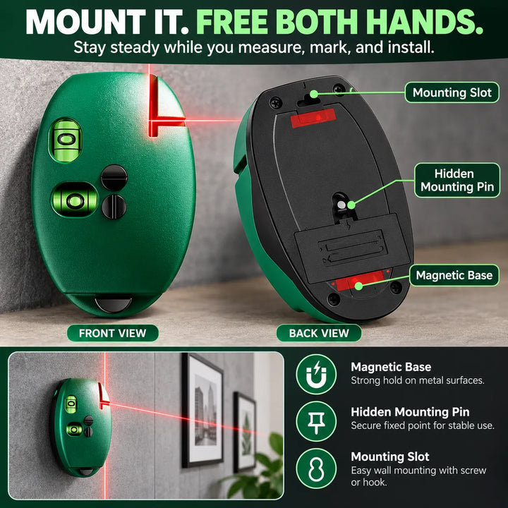 90° Laser Level – 2‑Line Self‑Leveling Tool for Hanging &amp; Renovation