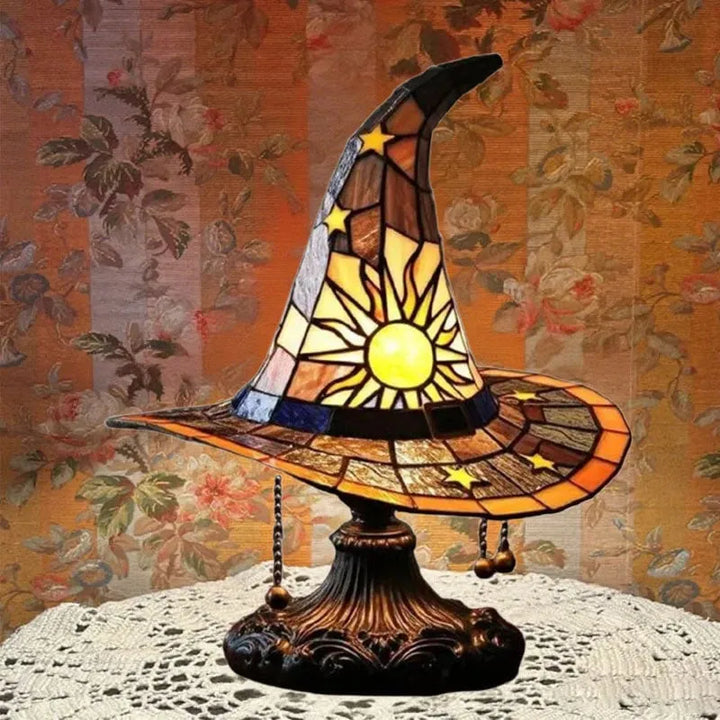 Vintage Witch Hat Stained-Glass Glow Ambient Night Light