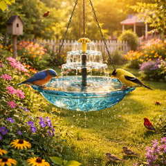Solar Hanging Bird Bath Fountain | Backyard Sanctuary for Hummingbirds