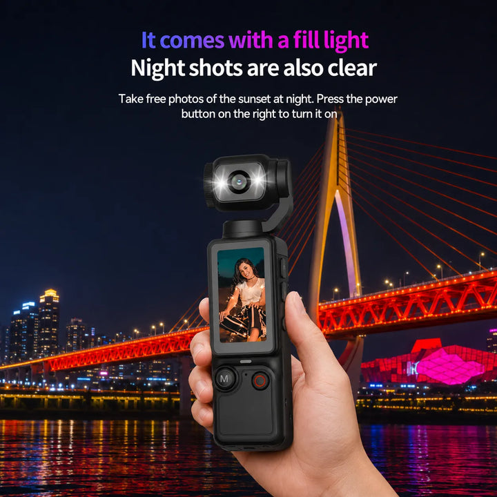 4K Gimbal Vlogging Camera – 1‑Inch Sensor, Vertical Screen, 64GB Card