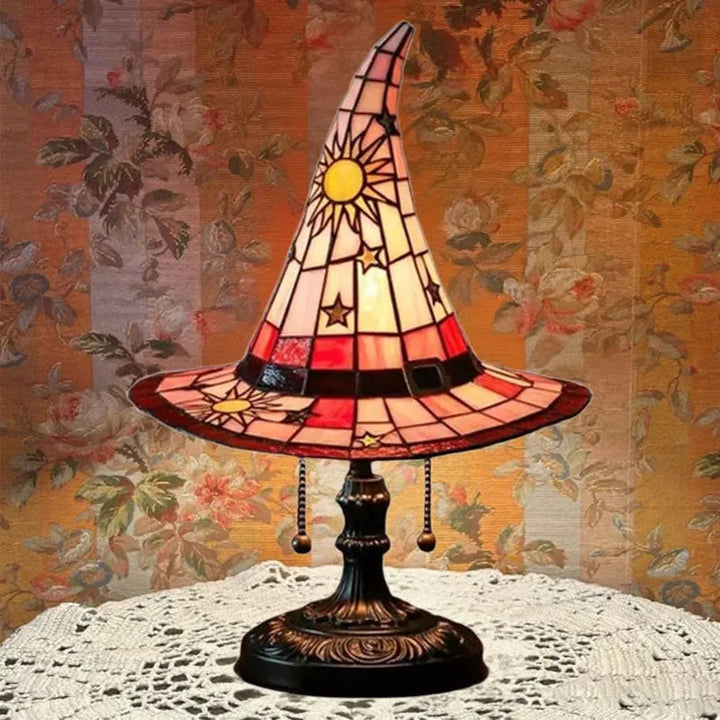 Vintage Witch Hat Stained-Glass Glow Ambient Night Light