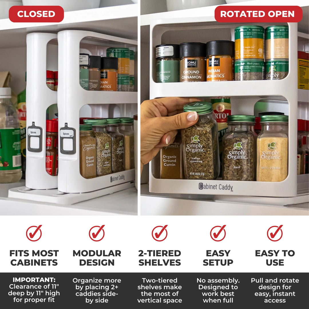 2-Tier Pull-Out Cabinet Organizer – Easy-Access Sliding Spice &amp; Medicine Rack