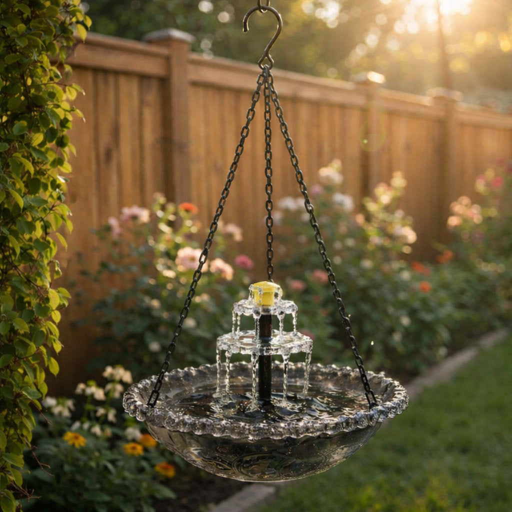 Solar Hanging Bird Bath Fountain | Backyard Sanctuary for Hummingbirds