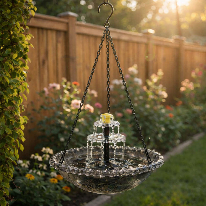 Solar Hanging Bird Bath Fountain | Backyard Sanctuary for Hummingbirds