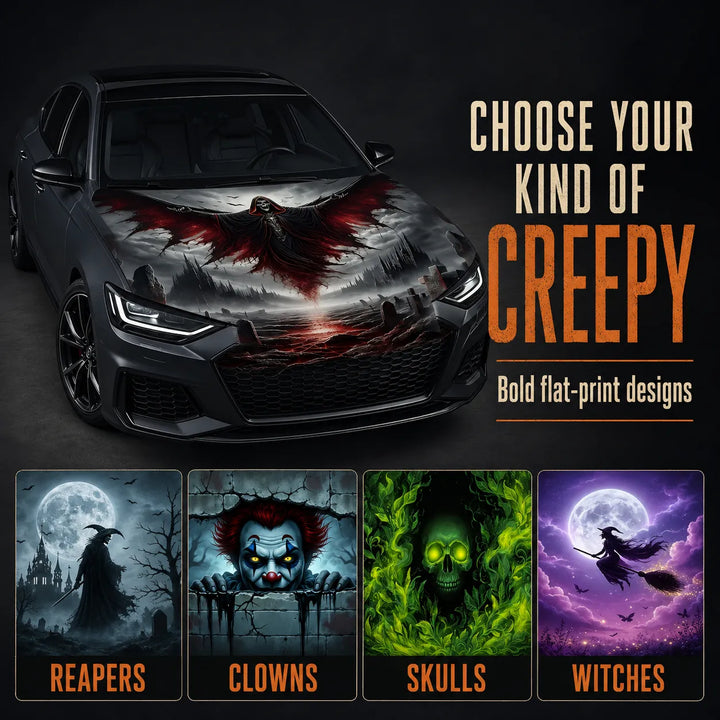 Reusable Halloween Car Hood Cover - 2D Printed Polyester