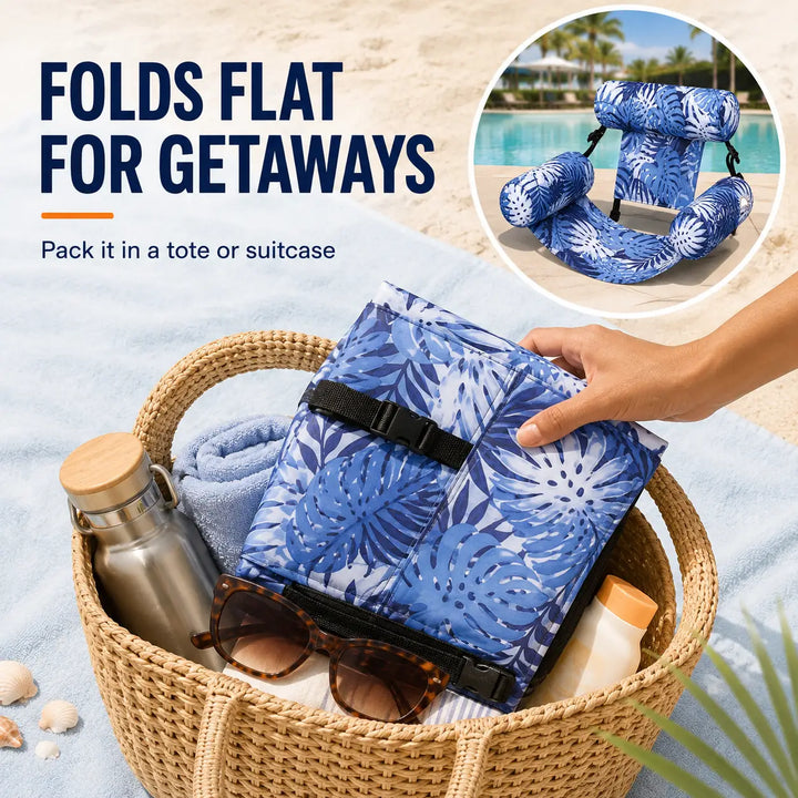 Floating Pool Lounge Chair with Cooling Mesh &amp; Adjustable Backrest
