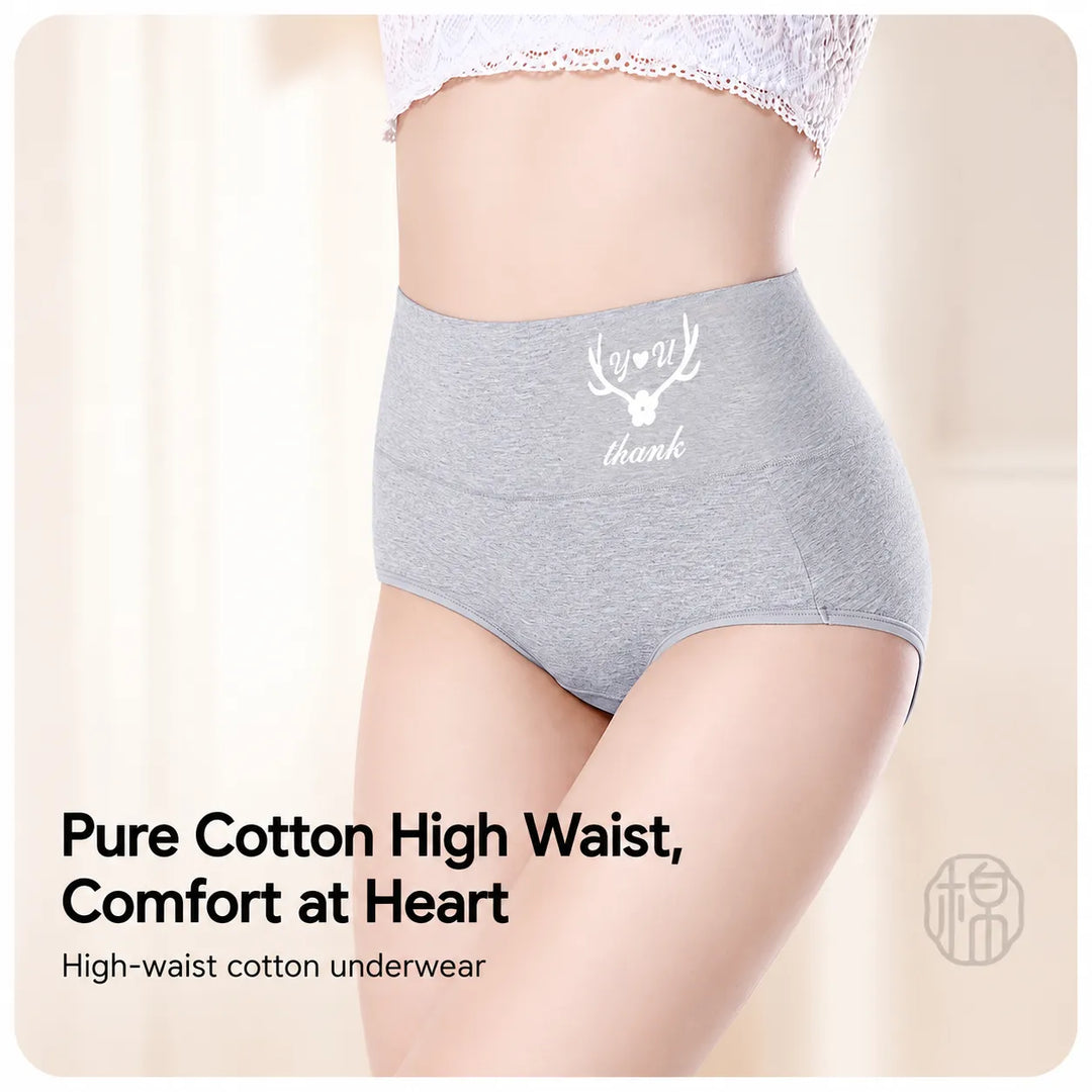 Buy 3 Get 3 Free, Pure Cotton High‑Waist Panties for Everyday Freshness