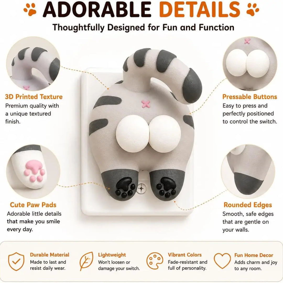 Funny Cat Butt Light Switch Cover - 3D Printed Wall Plate