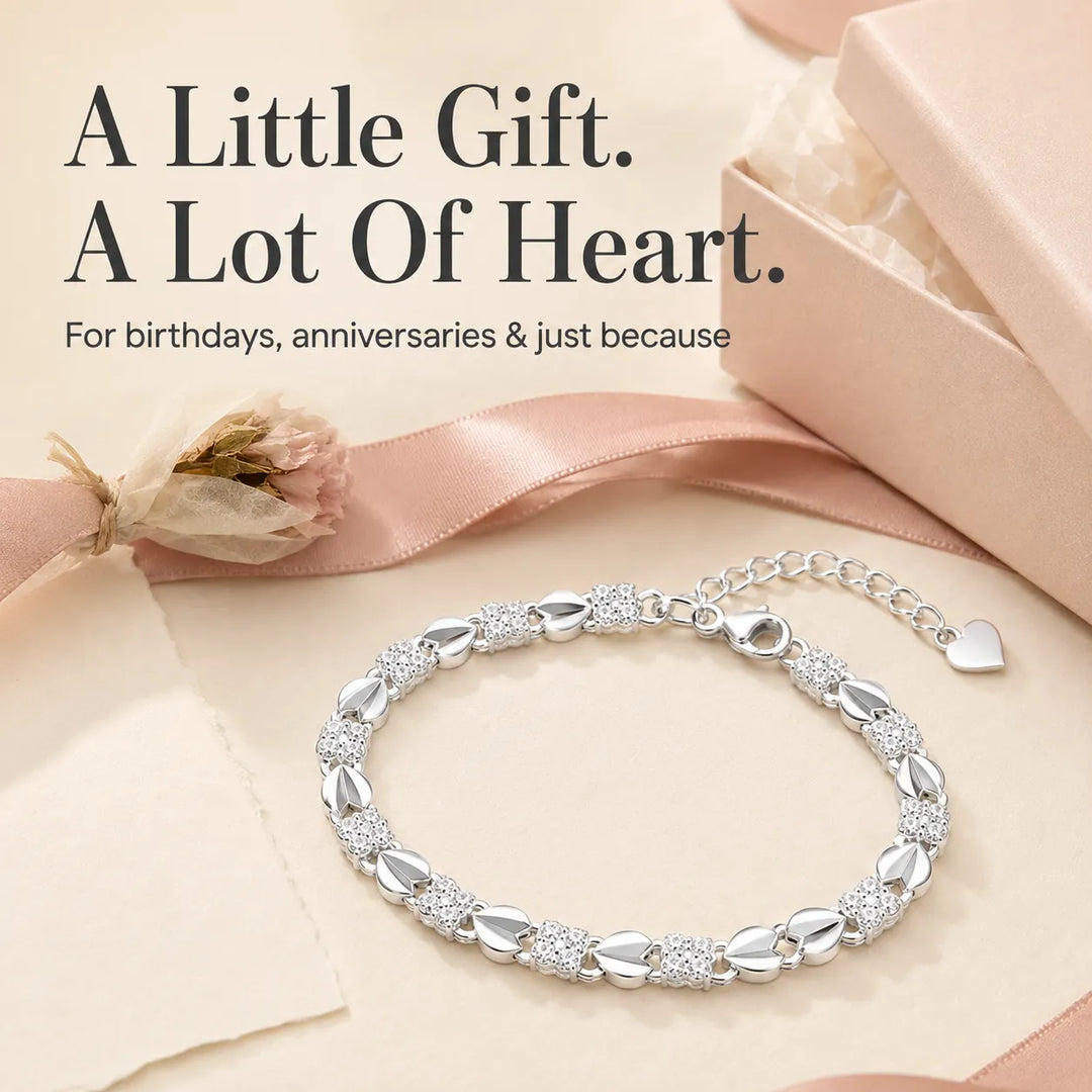 Silver Four-Leaf Clover Heart Bracelet — Sweet Everyday Charm