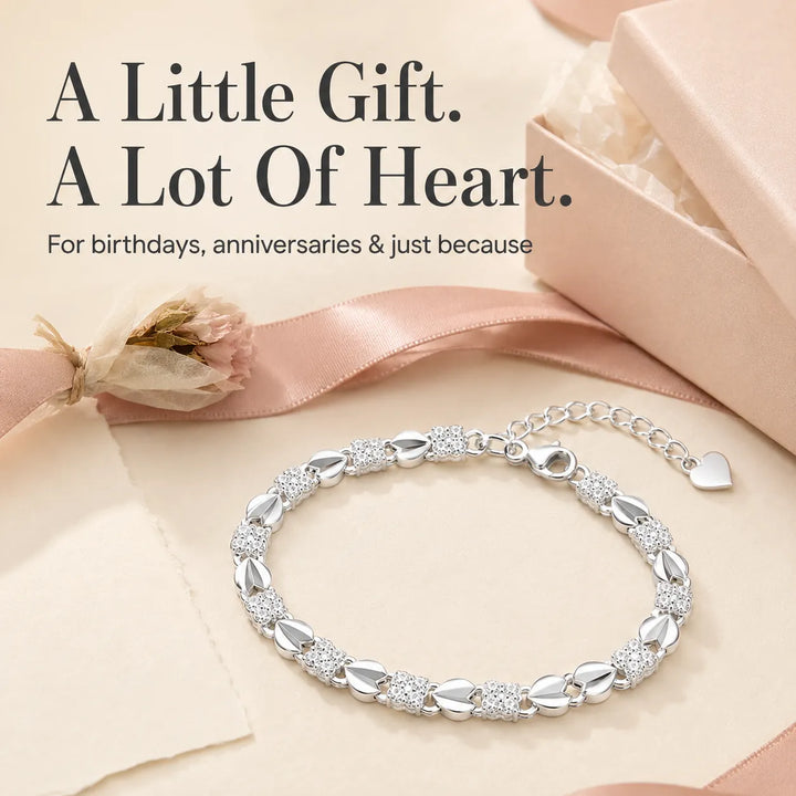Silver Four-Leaf Clover Heart Bracelet — Sweet Everyday Charm