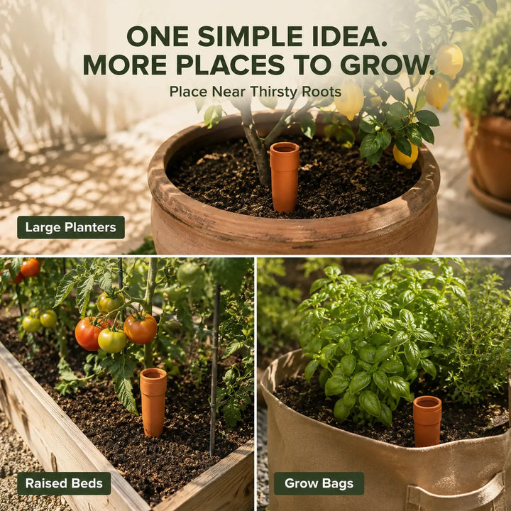 Terracotta Watering Spikes with Lids (4 or 6-Pack)