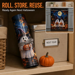 Halloween Magnetic Dishwasher Cover - Reusable Polyester Decor