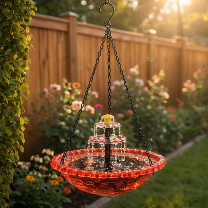 Solar Hanging Bird Bath Fountain | Backyard Sanctuary for Hummingbirds
