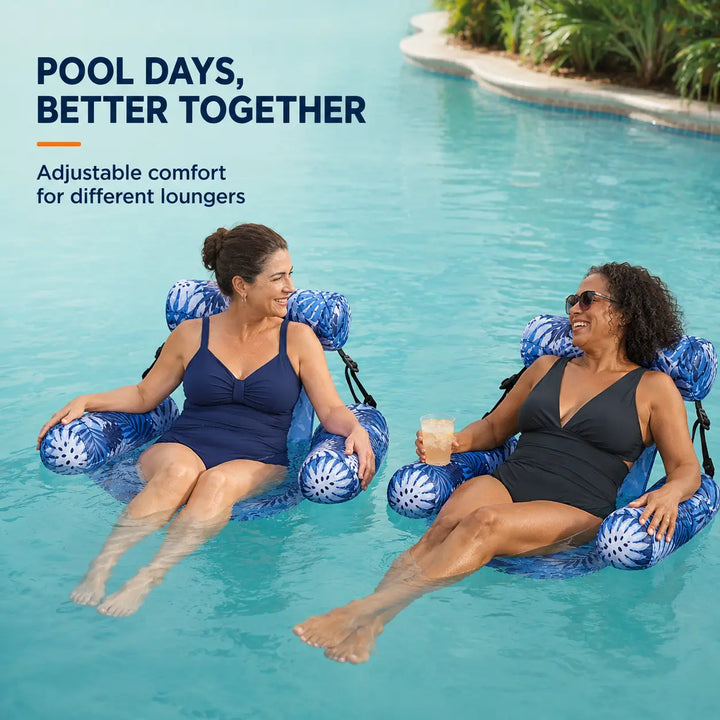 Floating Pool Lounge Chair with Cooling Mesh &amp; Adjustable Backrest
