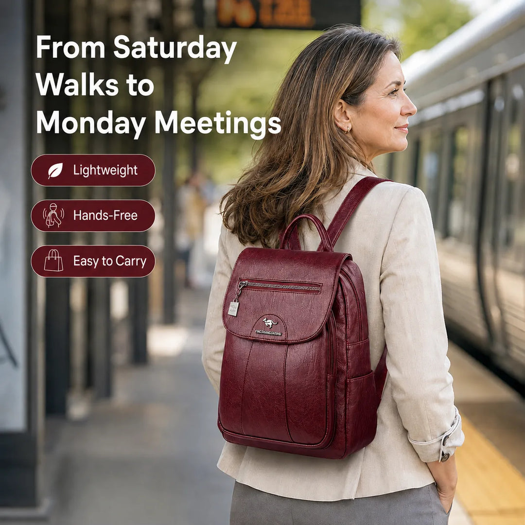 Soft Faux Leather Backpack with Lock-Flap &amp; Hidden Zipper — 9 Colors, Everyday Carry