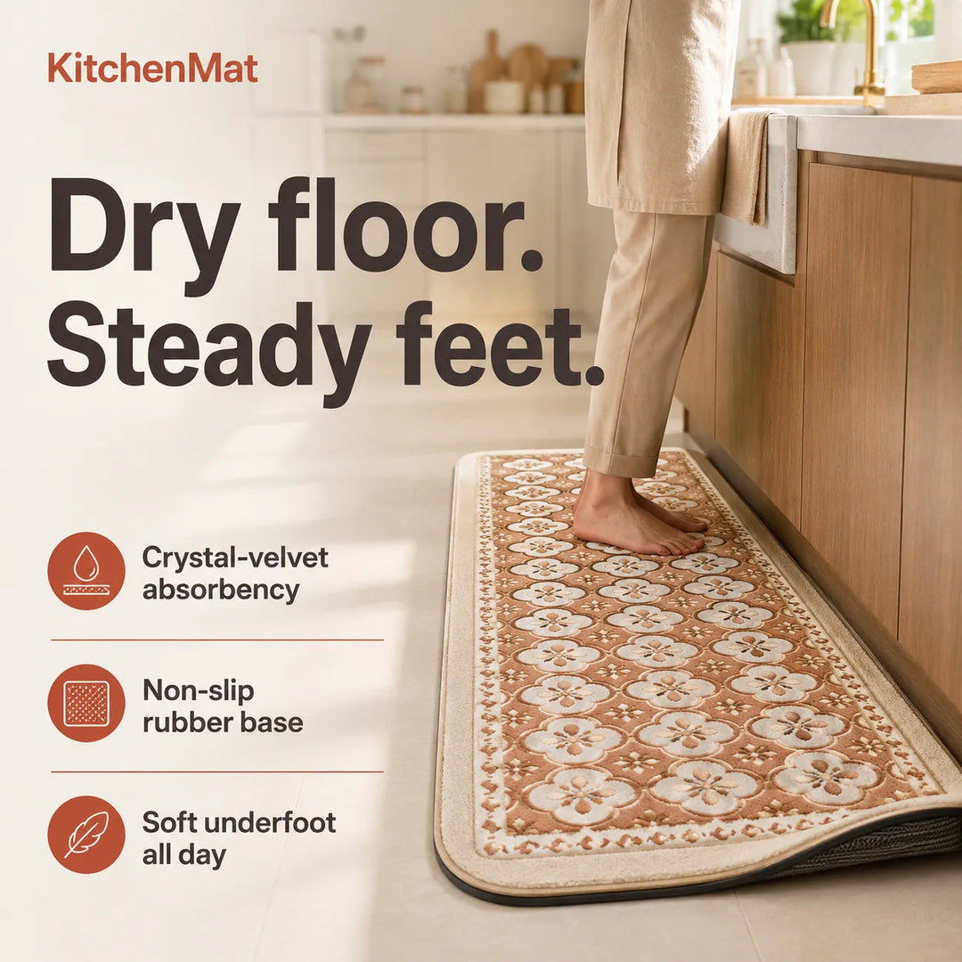 Absorbent Non-Slip Kitchen Mat — Soft Underfoot, Easy to Wash