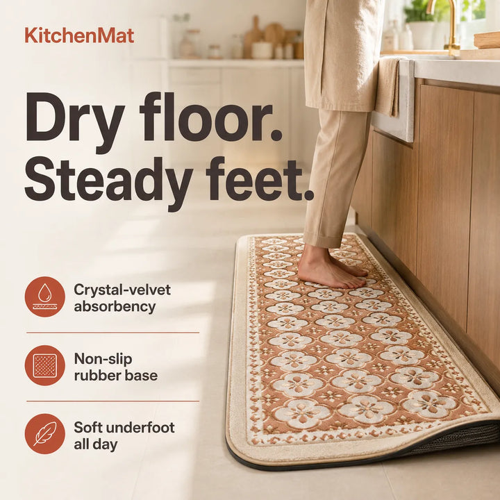 Absorbent Non-Slip Kitchen Mat — Soft Underfoot, Easy to Wash
