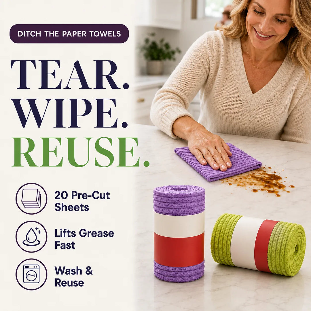 Textured Coral Fleece Tear-Away Towel – Ditch Paper Towels, Save $200/Year
