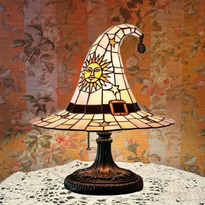 Vintage Witch Hat Stained-Glass Glow Ambient Night Light