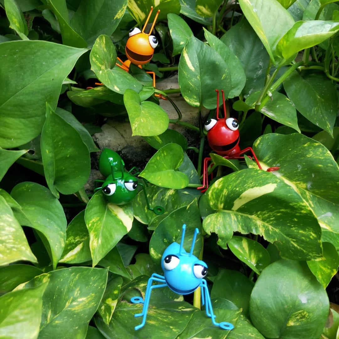 4Pcs Dancing Ant Garden Decor | Bouncy Metal Yard Art