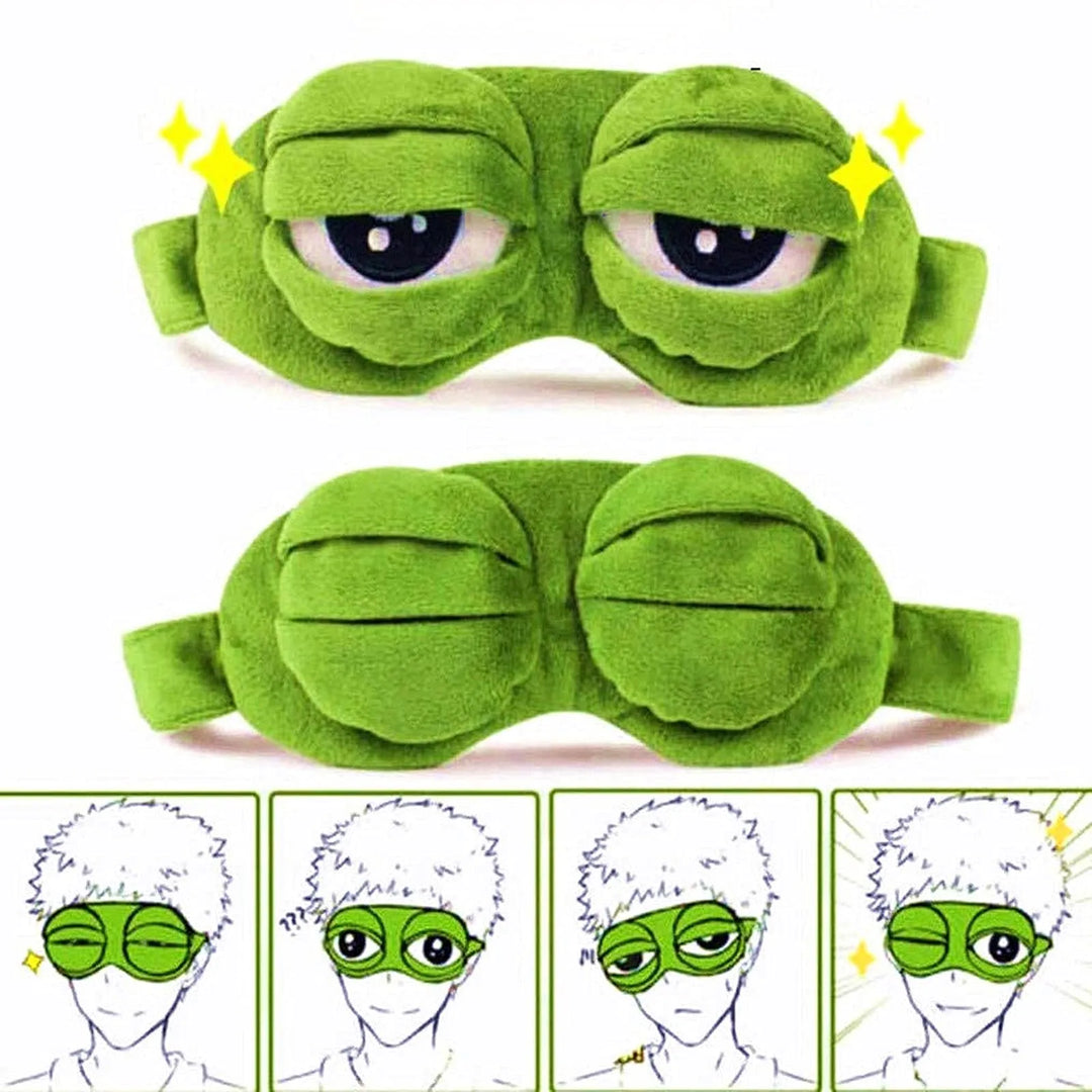2-Piece Funny Frog Sleep Eye Mask – 100% Total Blackout Plush Blindfold, Value Set