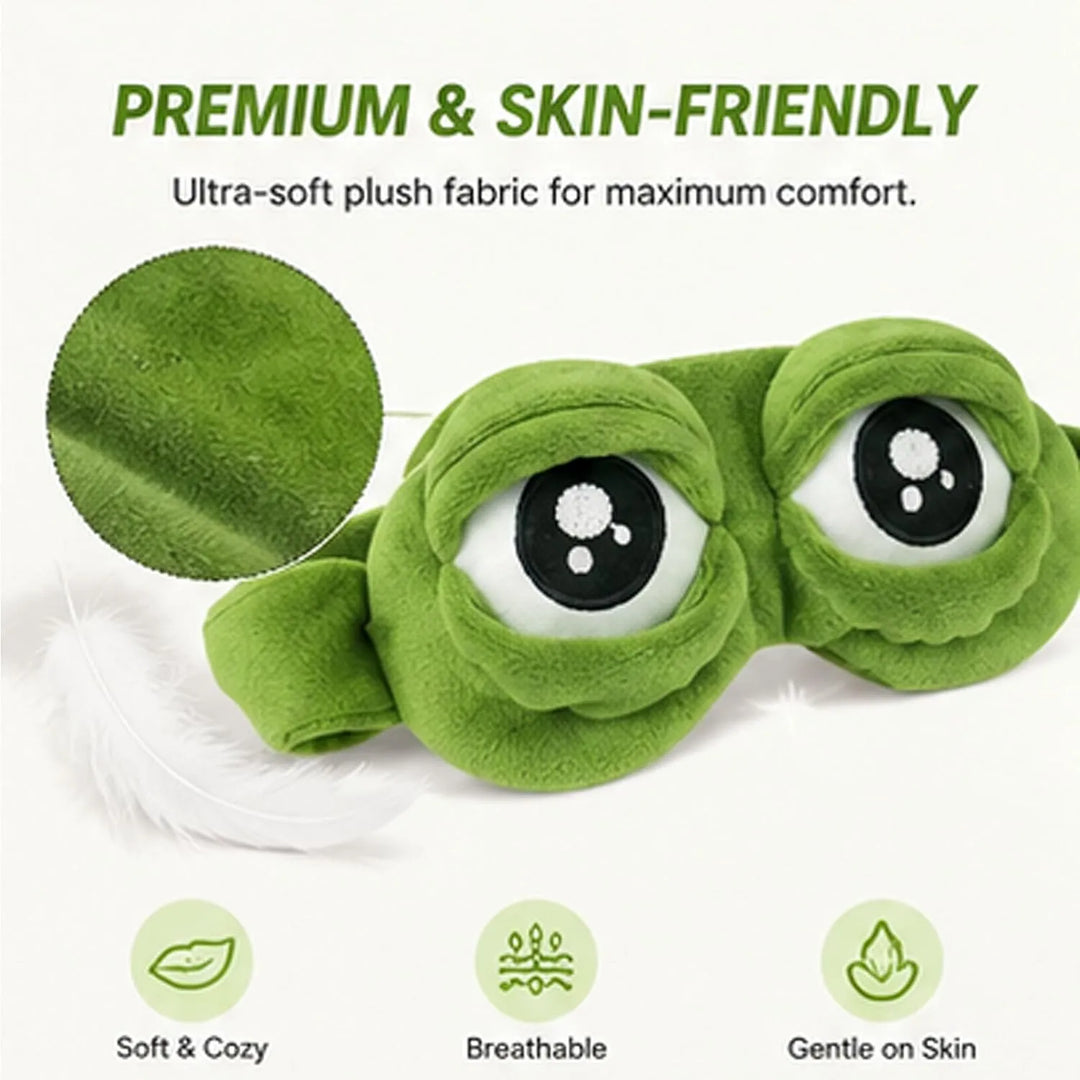 2-Piece Funny Frog Sleep Eye Mask – 100% Total Blackout Plush Blindfold, Value Set