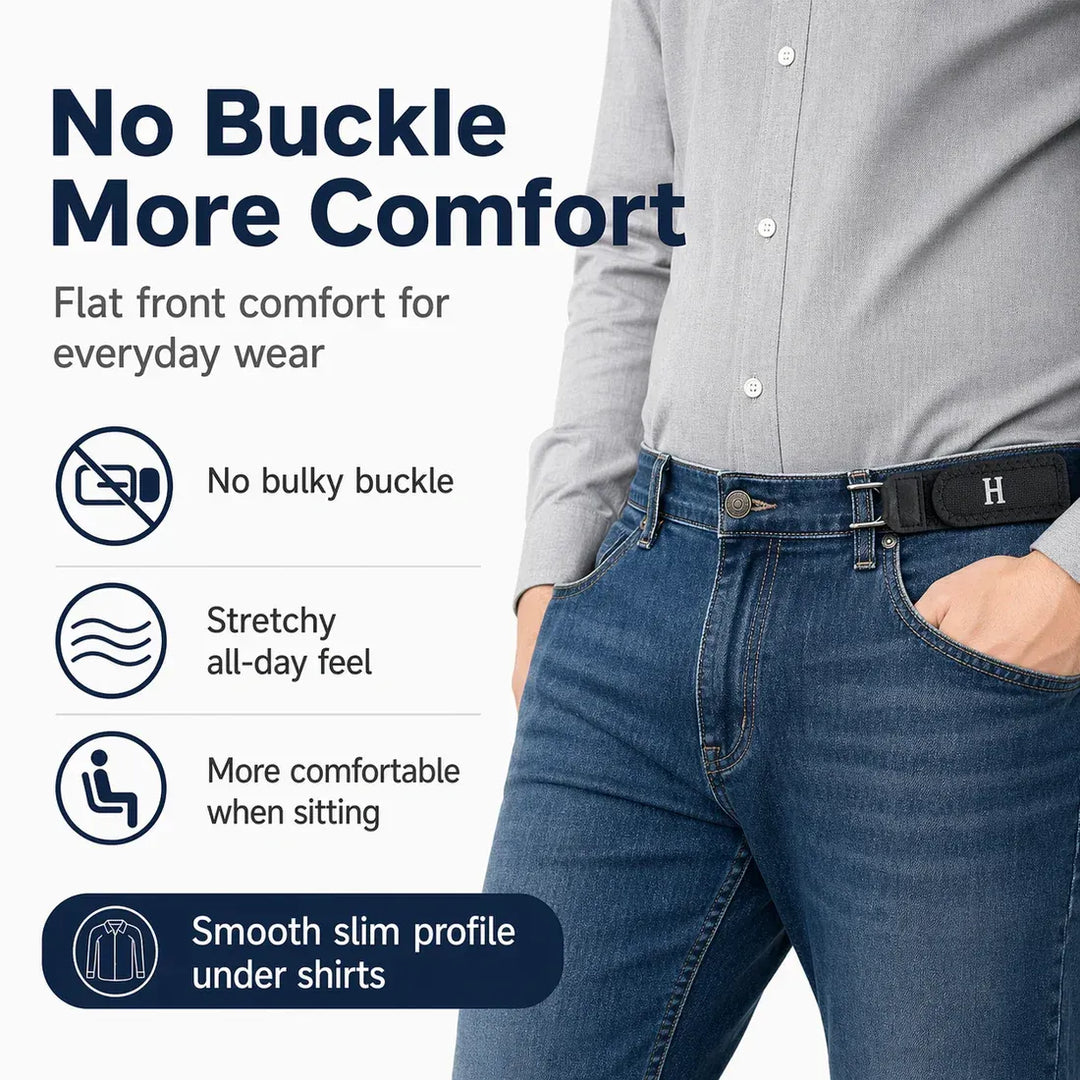4Pcs Buckleless Elastic Waistband | 100% Front Pressure Relief