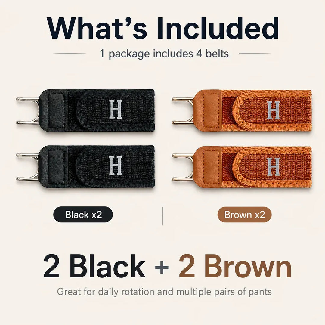 4Pcs Buckleless Elastic Waistband | 100% Front Pressure Relief