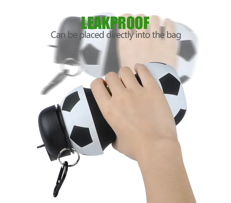 550ml Collapsible Football Water Bottle – Portable Silicone Sporty Foldable Drinkware