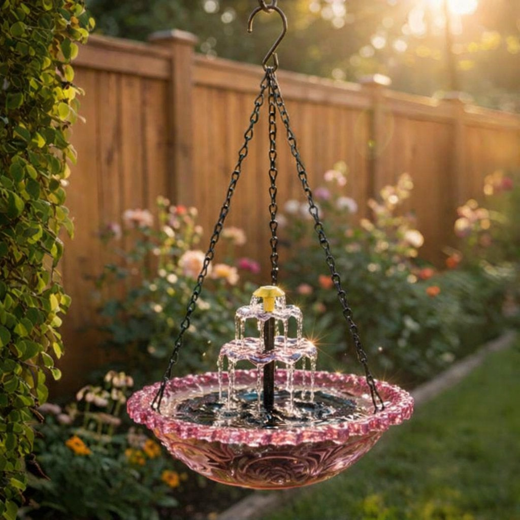 Solar Hanging Bird Bath Fountain | Backyard Sanctuary for Hummingbirds