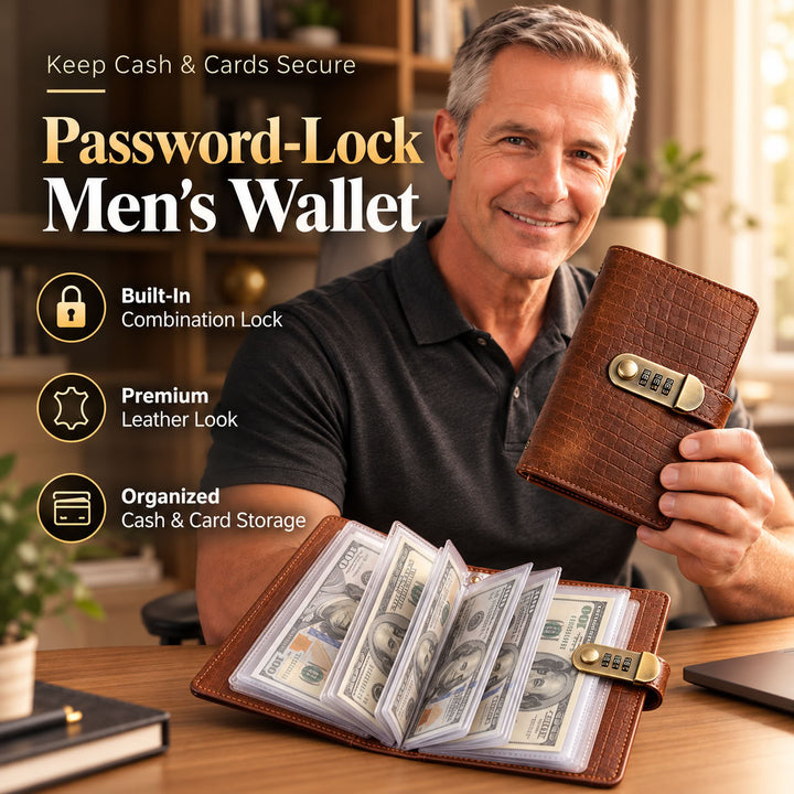 Crocodile Texture Combination Lock Wallet | A6 Cash Organizer for Men &amp; Women