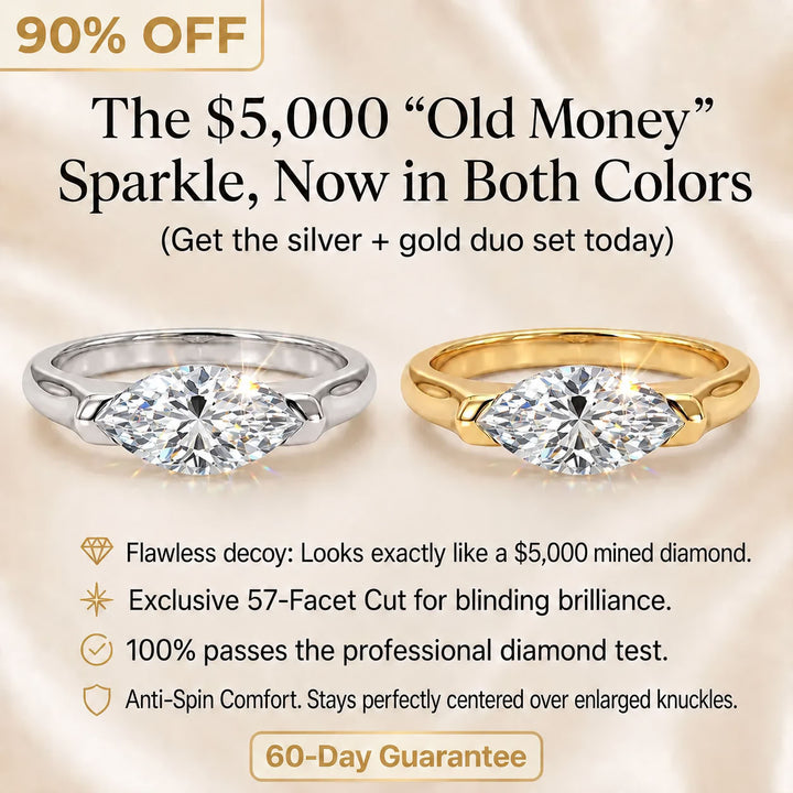 🔥 LAST DAY 90% OFF:  Anti-Spin VVS1 Flawless Moissanite East-to-West Marquise Ring in 14K Gold