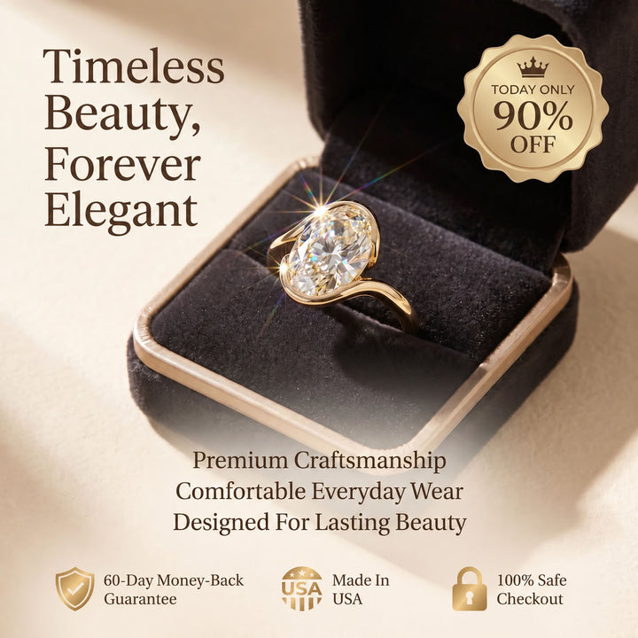 Elegant Oval Moissanite Statement Ring – Sculpted Gold Band &amp; Brilliant Center Stone