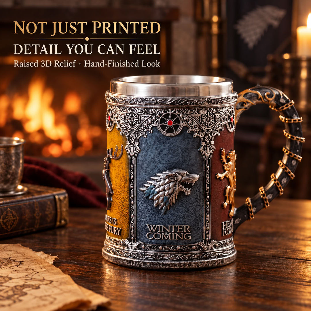 Game of Thrones Inspired Beer Mug – 3D Lion Handle Steel Tankard