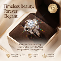 Blooming Brilliance Floral Ring – Sparkling Center Stone Statement Ring for Women