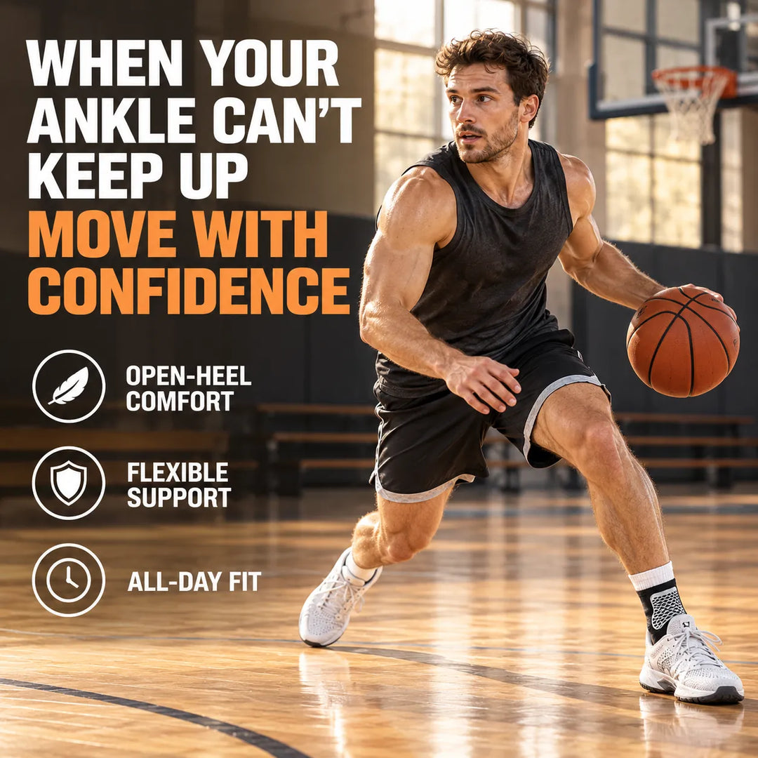 Open-Heel Ankle Support Wrap – Adjustable Compression for Sports
