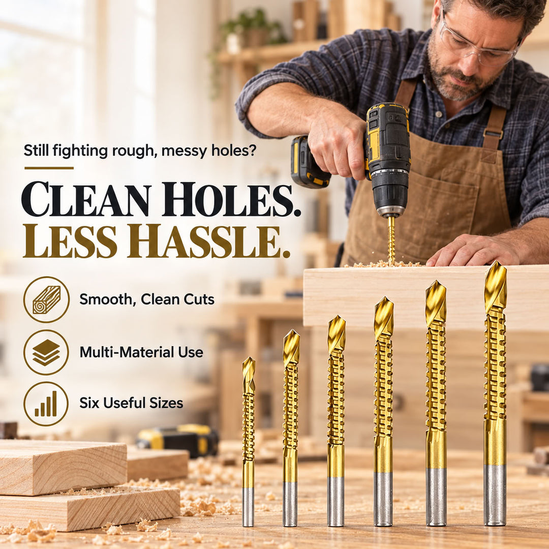 6-Piece Serrated Drill Bit Set — Cobalt Tips That Open Any Hole