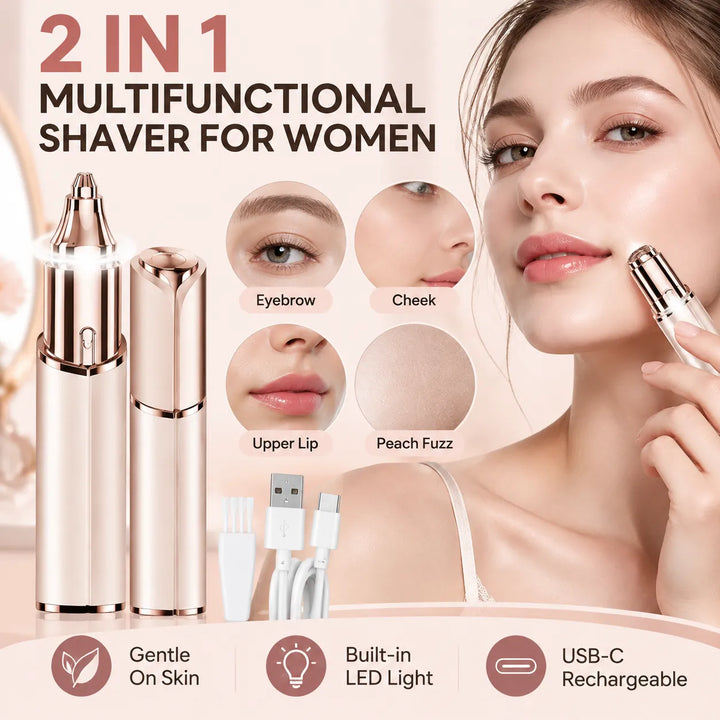 2-in-1 Lipstick-Sized Facial Hair Remover – Painless &amp; Portable