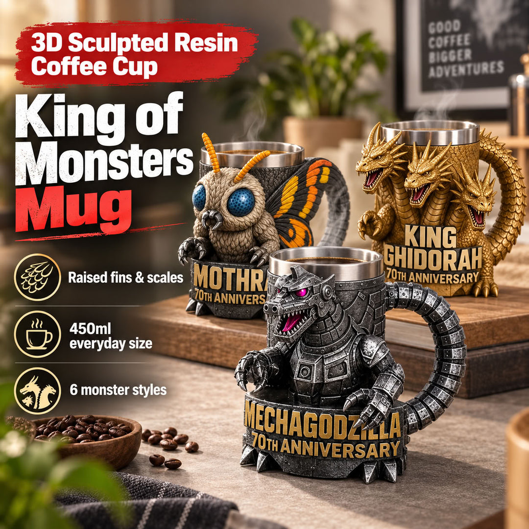 Godzilla 3D Resin Coffee Mug – Sculpted Movie Fan Gift, Desk Decor