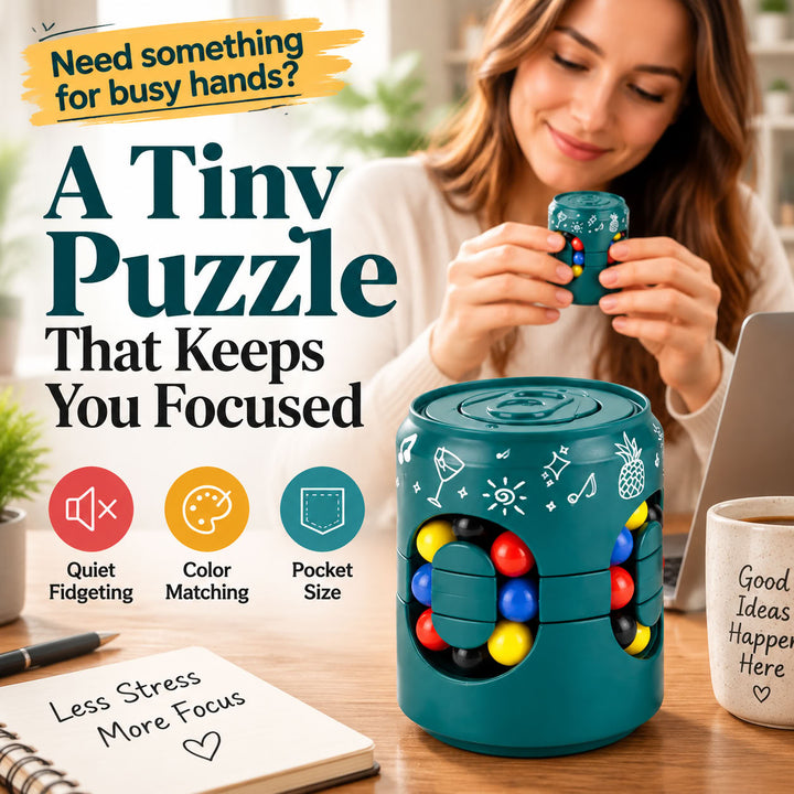 Can Shaped Fidget Cube — Soda Can Puzzle Stress Relief Toy for Kids and Adults