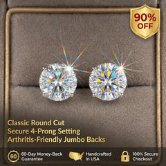 1-6.00 CTW Classic Round Lab-Created Diamond Stud Earrings - Secure 4-Prong &amp; Hypoallergenic-Last Day Sale🔥90% OFF