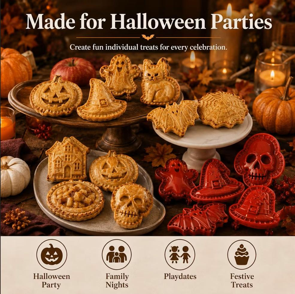 Halloween Apple Pie Molds, 2 Sets of 4 Baking Shapes, DIY Mold