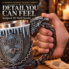 Game of Thrones Inspired Beer Mug – 3D Lion Handle Steel Tankard