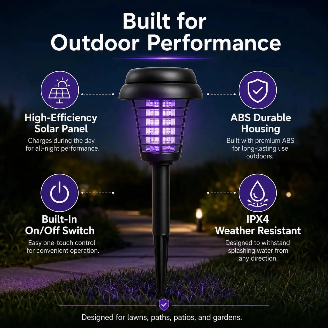 [2-Pack] 2-in-1 Solar Bug Zapper &amp; Decorative Outdoor LED Garden Light
