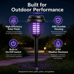 [2-Pack] 2-in-1 Solar Bug Zapper &amp; Decorative Outdoor LED Garden Light