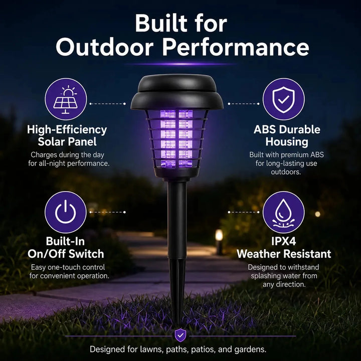 [2-Pack] 2-in-1 Solar Bug Zapper &amp; Decorative Outdoor LED Garden Light
