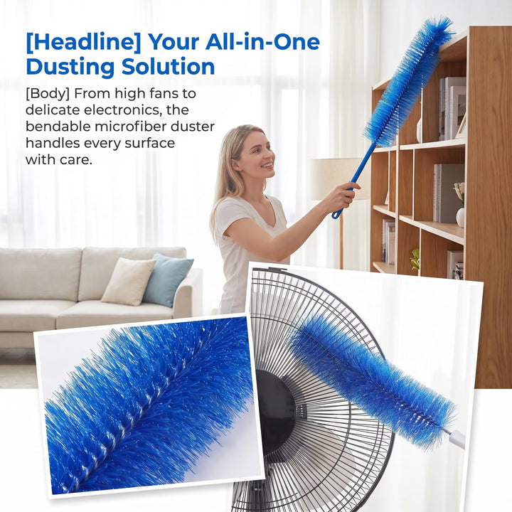 2-Pack Bendable Microfiber Fan Duster — Clean Blades, No Dust Rain