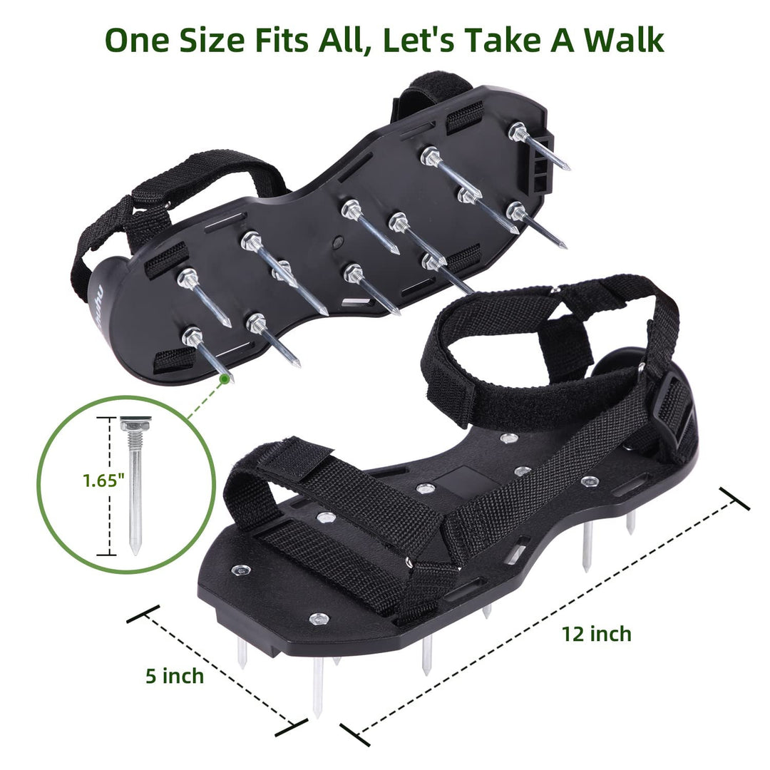 Heavy Duty Lawn Aerator Shoes for Hard Clay | No-Slip Straps
