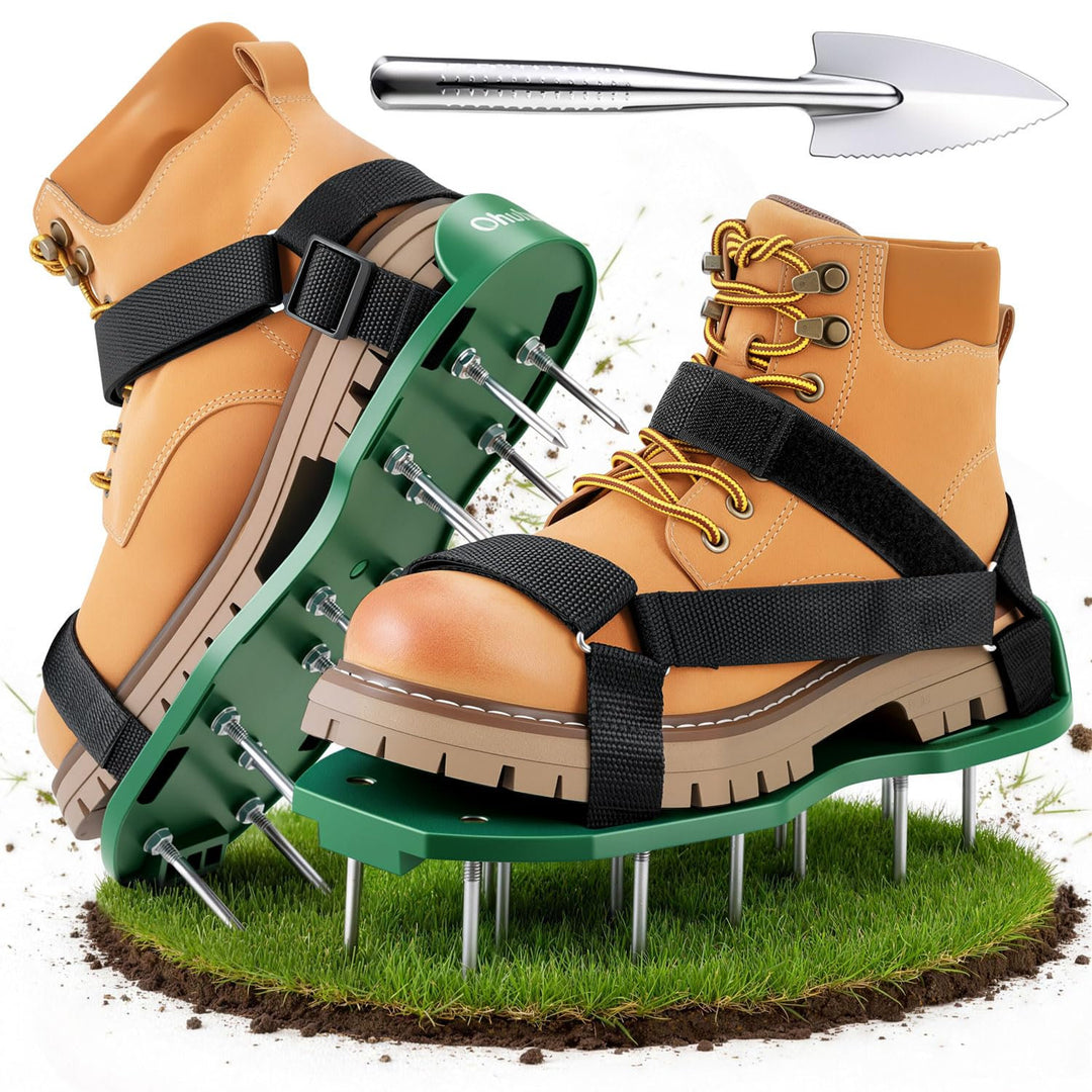 Heavy Duty Lawn Aerator Shoes for Hard Clay | No-Slip Straps