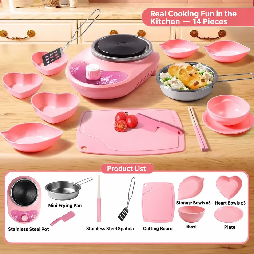 Kids Mini Stainless Steel Play Kitchen — Realistic Cooking Toy for Pretend Play